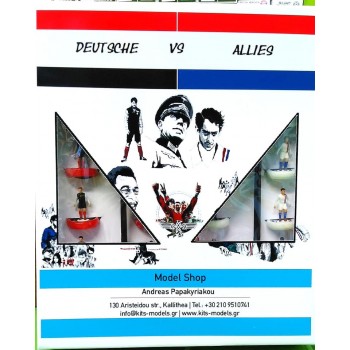 Subbuteo Andrew Table Soccer Escape to Victory motion picture with allies and Germans and a beautiful box set of the game. Comes to you on Aeolus Pro Bases or WSB Pro Bases